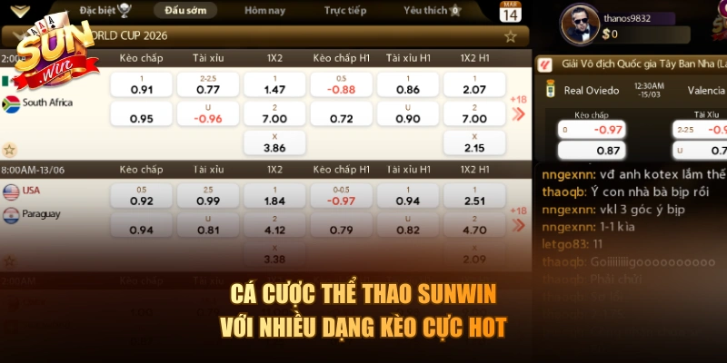 Cá cược thể thao Sunwin với nhiều dạng kèo cực hot