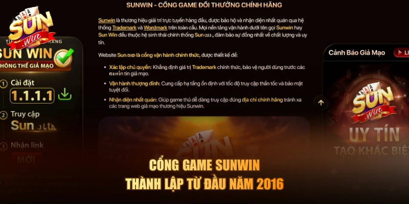 Cổng game Sun win thành lập từ đầu năm 2016