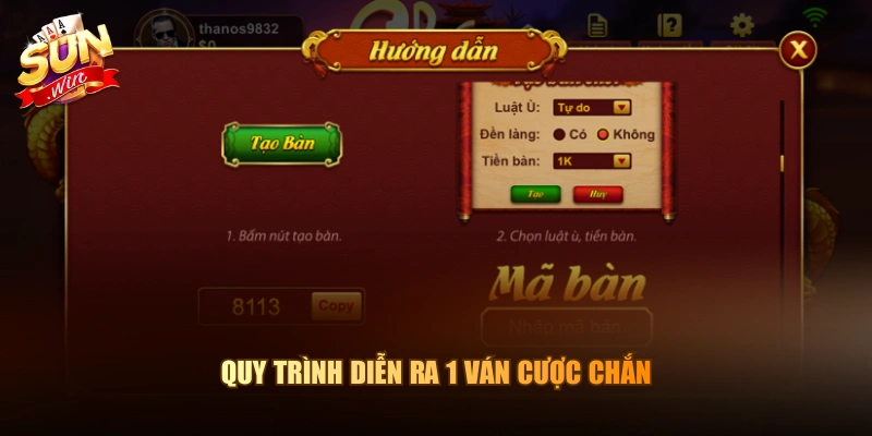 Quy trình diễn ra 1 ván cược Chắn 